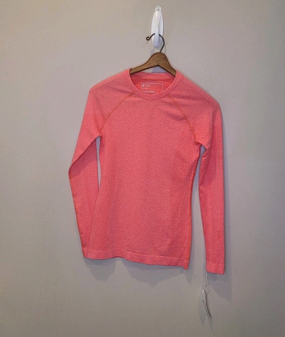 Figs Womens Coral Salta Seamless Long Sleeve Underscrub Top XXS New Stretch